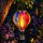 Napelemes hőlégballon lámpa 37 cm – függeszthető, 12 LED-es lánghatással