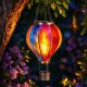 Napelemes hőlégballon lámpa 37 cm – függeszthető, 12 LED-es lánghatással