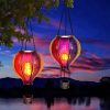 Napelemes hőlégballon lámpa 37 cm – függeszthető, 12 LED-es lánghatással