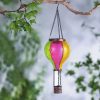Napelemes hőlégballon lámpa 37 cm – függeszthető, 12 LED-es lánghatással