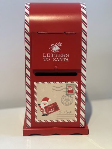 Mikulás postaláda fém, 24 cm – karácsonyi persely és levélszekrény