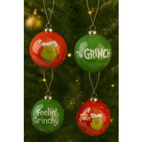 Premium GRINCH karácsonyfadísz szett 75 mm – 4 db