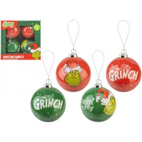 Premium GRINCH karácsonyfadísz szett 75 mm – 4 db