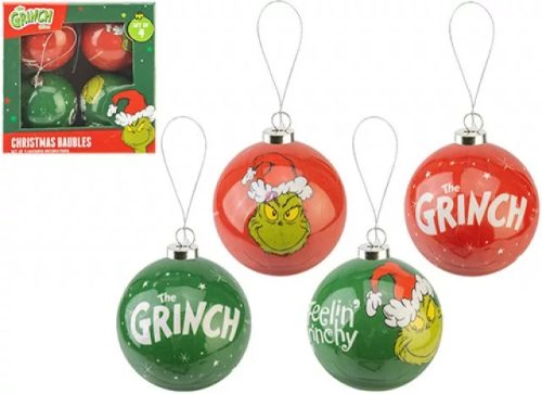 Premium GRINCH karácsonyfadísz szett 75 mm – 4 db