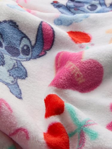 Disney Stitch takaró rózsaszín – szívecskés, puha takaró gyerekeknek