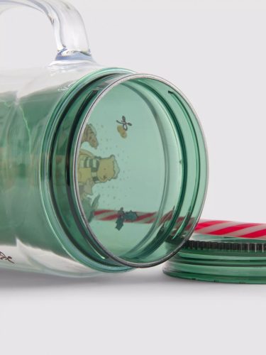 Disney Micimackó karácsonyi szívószálas befőttesüveg – zöld