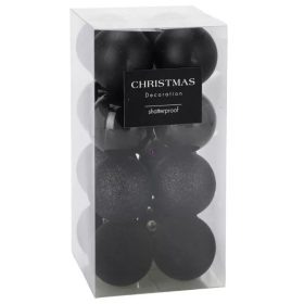   Fekete karácsonyfagömb szett 6 cm – 16 db | Premium Collection