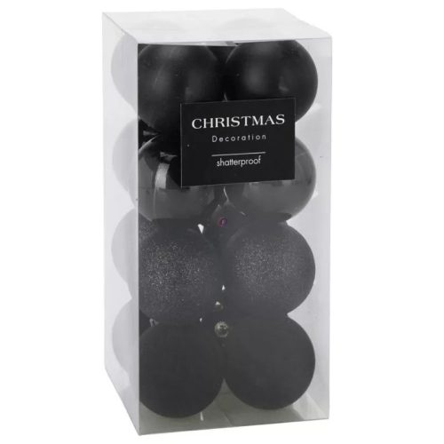 Fekete karácsonyfagömb szett 6 cm – 16 db | Premium Collection